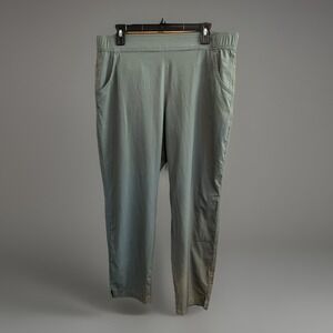 Eddie Bauer Pants Womens L Traveler Stretch Tapered Ankle Green Elastic Waist